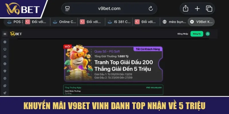 Khuyến mãi V9BET vinh danh top nhận về 5 triệu